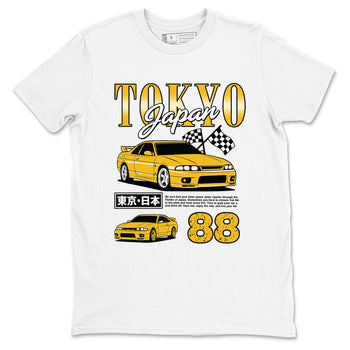 Tokyo Drift Mode sneaker match tees styled to complete your fit with the 5s Tokyo sneakers, shown in White 2.