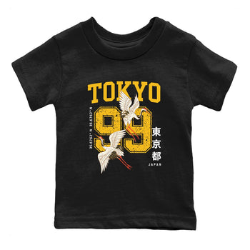 Tokyo Spirit 99 baby and kids t-shirt crafted for little sneakerheads to with the 5s Tokyo sneakers, displayed in Black 2.