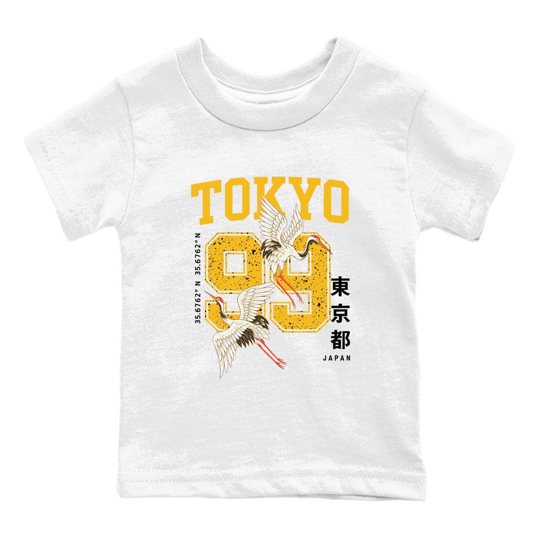 Tokyo Spirit 99 baby and kids t-shirt crafted for little sneakerheads to with the 5s Tokyo sneakers, displayed in White 2.