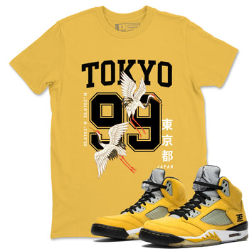 Tokyo Spirit 99 sneaker match tees styled to complete your fit with the 5s Tokyo sneakers, shown in Daisy 1.
