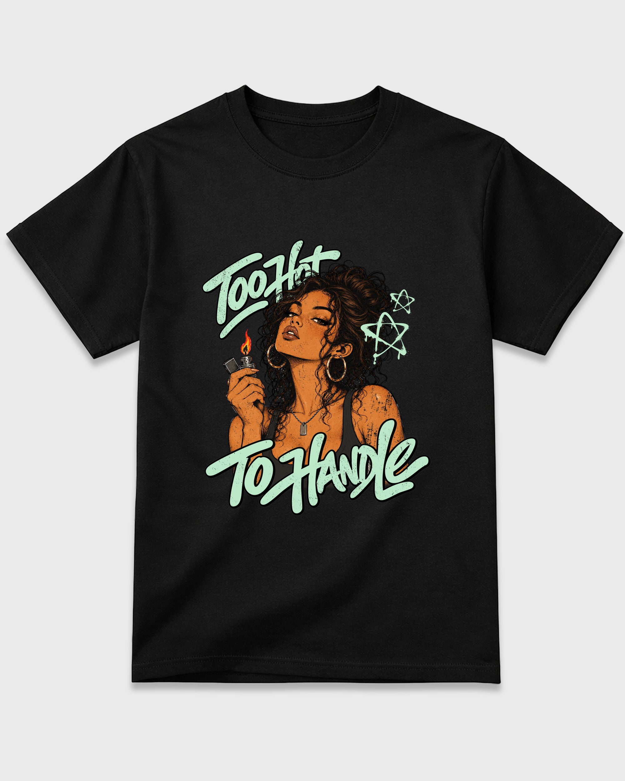 Too Hot To Handle Graphic T-Shirt featuring original streetwear artwork designed to match the Air Jordan 5 Halloween. Black 2 Graphic T-Shirt.