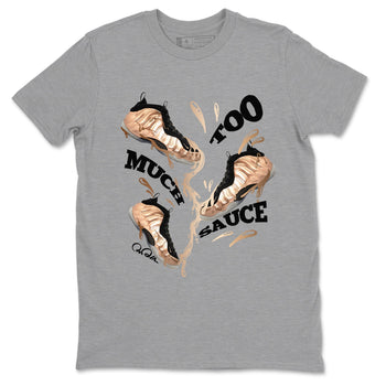Foams One Metallic Copper shirts to match jordans Too Much Sauce sneaker match tees Air Foamposite One Metallic Copper match shoes to clothes SNRT Sneaker Tees unisex cotton Heather Grey 2 shirts