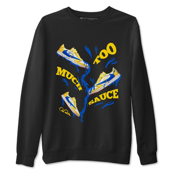 1s Travis Scott Canary shirt to match jordans Too Much Sauce sneaker tees Air Jordan 1 Travis Scott Canary SNRT Sneaker Release Tees unisex cotton Black 2 crew neck shirt