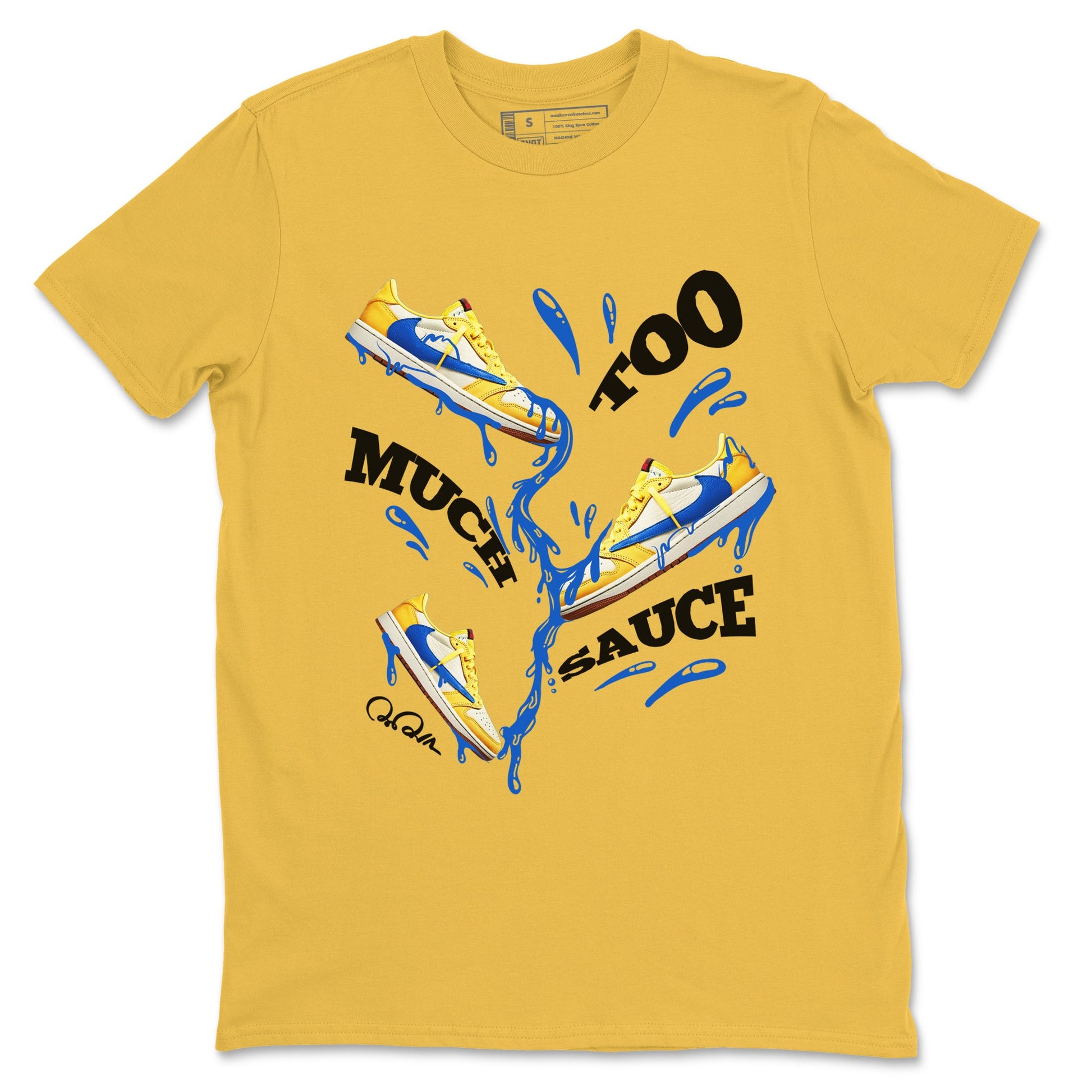 1s Travis Scott Canary shirt to match jordans Too Much Sauce sneaker tees Air Jordan 1 Travis Scott Canary SNRT Sneaker Release Tees unisex cotton Daisy 2 crew neck shirt