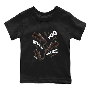 Air Jordan 1 Travis Scott Velvet Brown shirts to match jordans Too Much Sauce sneaker match tees Travis Scott x Air Jordan 1 Low OG Velvet Brown best t shirts to wear with jordans SNRT Sneaker Tees Youth Baby Black 2 tee