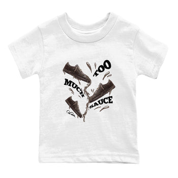Air Jordan 1 Travis Scott Velvet Brown shirts to match jordans Too Much Sauce sneaker match tees Travis Scott x Air Jordan 1 Low OG Velvet Brown best t shirts to wear with jordans SNRT Sneaker Tees Youth Baby White 2 tee
