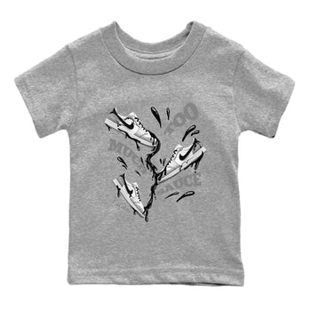 1s Wolf Grey shirts to match jordans Too Much Sauce sneaker match tees Air Jordan 1 Wolf Grey SNRT Sneaker Tees streetwear brand Baby and Youth Heather Grey 2 cotton tee