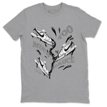 1s Wolf Grey shirts to match jordans Too Much Sauce sneaker match tees Air Jordan 1 Wolf Grey SNRT Sneaker Tees streetwear brand Heather Grey 2 unisex cotton tee