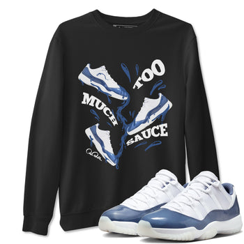 11s Diffused Blue Shirts To Match Jordans Too Much Sauce sneaker match tees Air Jordan 11 Diffused Blue Tee SNRT Sneaker Release Tees unisex cotton Black 1 crew neck shirts