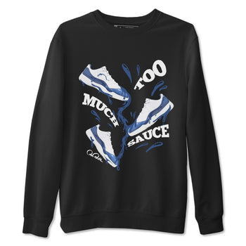 11s Diffused Blue Shirts To Match Jordans Too Much Sauce sneaker match tees Air Jordan 11 Diffused Blue Tee SNRT Sneaker Release Tees unisex cotton Black 2 crew neck shirts