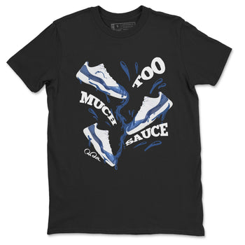 11s Diffused Blue Shirts To Match Jordans Too Much Sauce sneaker match tees Air Jordan 11 Diffused Blue Tee SNRT Sneaker Release Tees unisex cotton Black 2 crew neck shirts