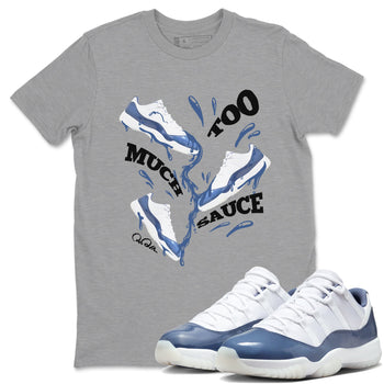 11s Diffused Blue Shirts To Match Jordans Too Much Sauce sneaker match tees Air Jordan 11 Diffused Blue Tee SNRT Sneaker Release Tees unisex cotton Heather Grey 1 crew neck shirts
