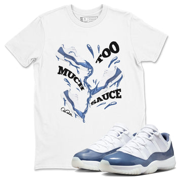 11s Diffused Blue Shirts To Match Jordans Too Much Sauce sneaker match tees Air Jordan 11 Diffused Blue Tee SNRT Sneaker Release Tees unisex cotton White 1 crew neck shirts