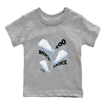 11s Retro Legend Blue shirts to match jordans Too Much Sauce sneaker match tees Air Jordan 11 Legend Blue best t shirts to wear with jordans SNRT Sneaker Tees Youth Baby Heather Grey 2 tee