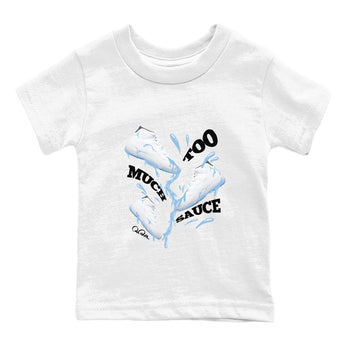 11s Retro Legend Blue shirts to match jordans Too Much Sauce sneaker match tees Air Jordan 11 Legend Blue best t shirts to wear with jordans SNRT Sneaker Tees Youth Baby White 2 tee