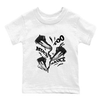 12s Black Wolf Grey shirts to match jordans Too Much Sauce sneaker match tees Air Jordan 12 Barons match shoes to clothes SNRT Sneaker Tees Youth Baby White 2 tee