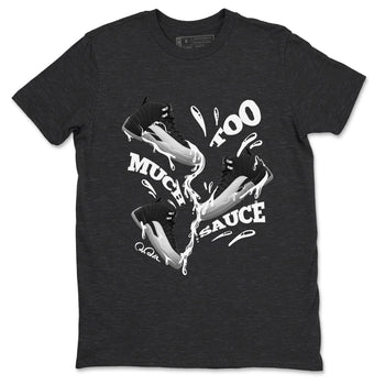 12s Black Wolf Grey shirts to match jordans Too Much Sauce sneaker match tees Air Jordan 12 Barons match shoes to clothes SNRT Sneaker Tees unisex cotton Charcoal Heather 2 shirts