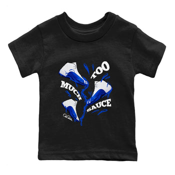 12s Blueberry shirts to match jordans Too Much Sauce best t shirts to wear with jordans AJ12 White and Game Royal match shoes to clothes SNRT Sneaker Tees Youth Baby Black 2 tee