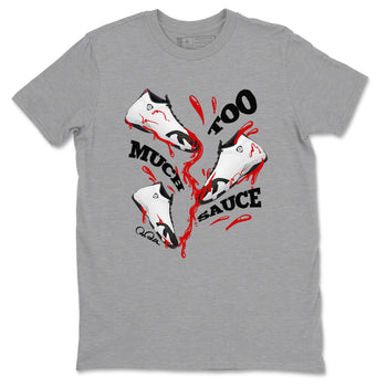 14s Black Toe shirts to match jordans Too Much Sauce graphic tees Air Jordan 14 Black Toe t shirts to match sneakers SNRT Sneaker Tees unisex cotton Heather Grey 2 shirts