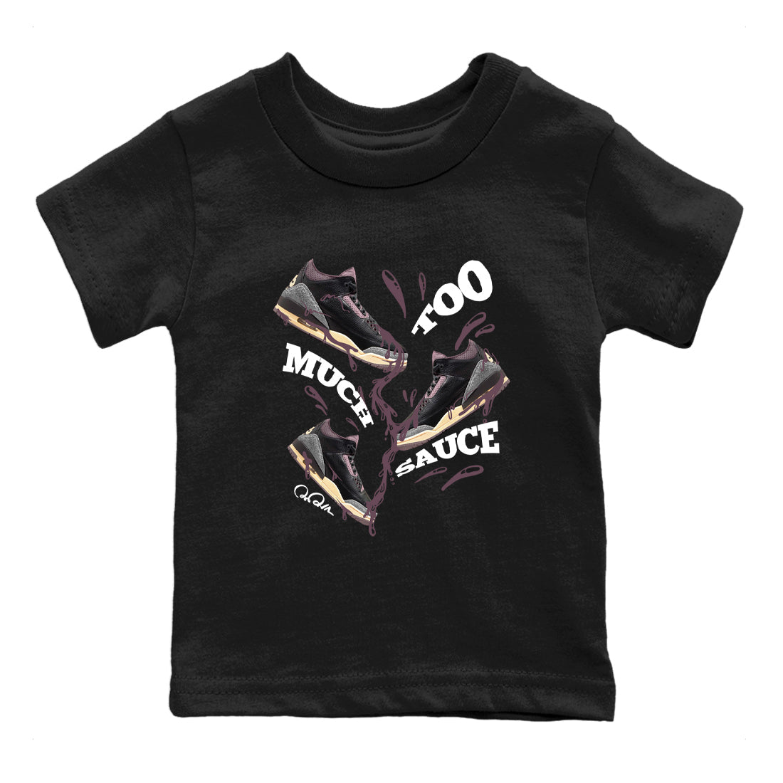 3s A Ma Maniere x Black shirts to match jordans Too Much Sauce sneaker match tees A Ma Maniere x Air Jordan 3 _hile You Were Sleeping_neaker Release Tees Youth Baby Black 2 crew neck shirts