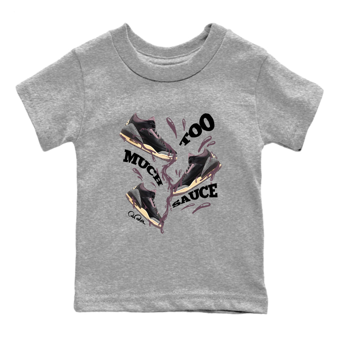 3s A Ma Maniere x Black shirts to match jordans Too Much Sauce sneaker match tees A Ma Maniere x Air Jordan 3 _hile You Were Sleeping_neaker Release Tees Youth Baby Heather Grey 2 crew neck shirts