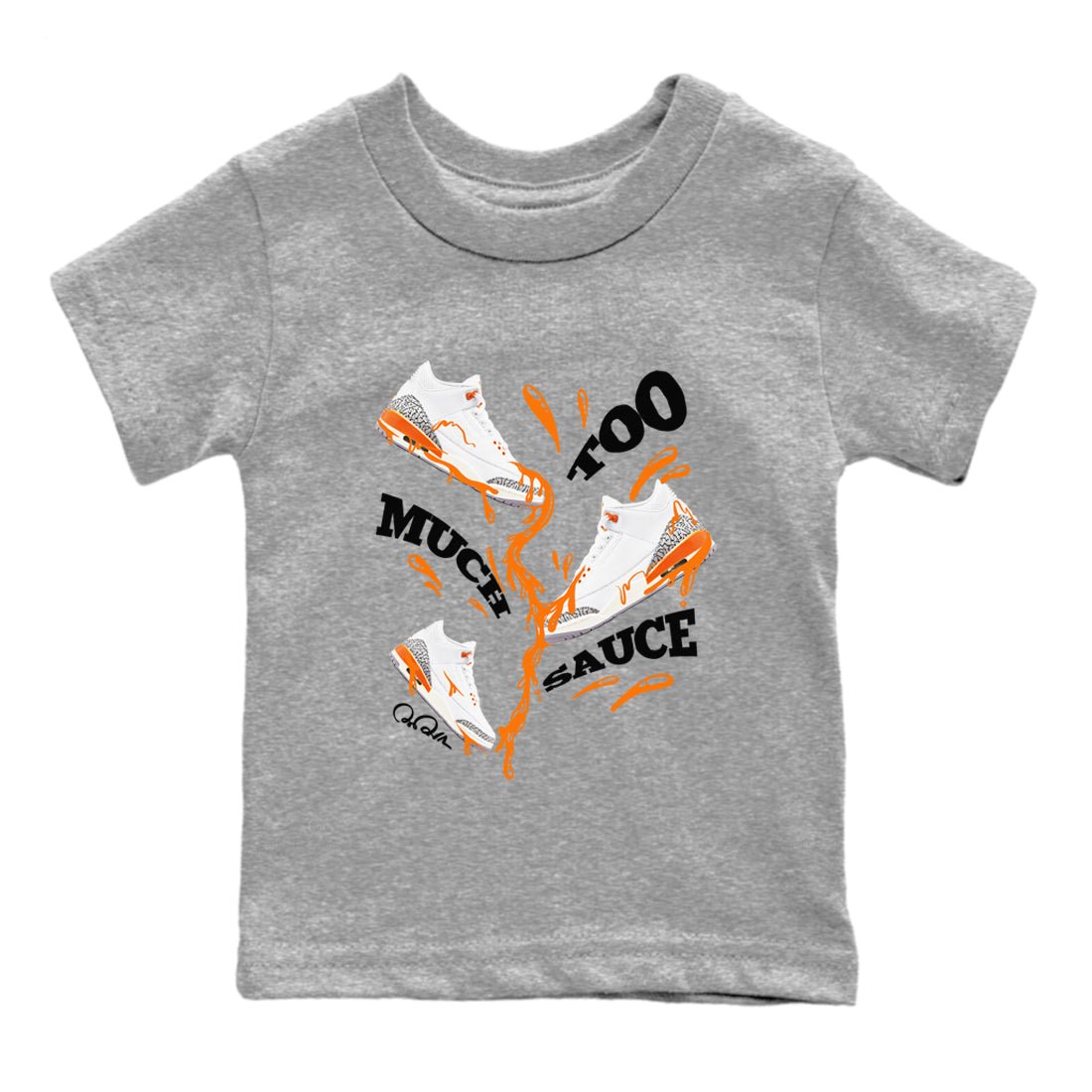 3s Georgia Peach shirt to match jordans Too Much Sauce sneaker tees Air Jordan 3 Georgia Peach SNRT sneaker release tees baby toddler Heather Grey 2 cotton Shirt