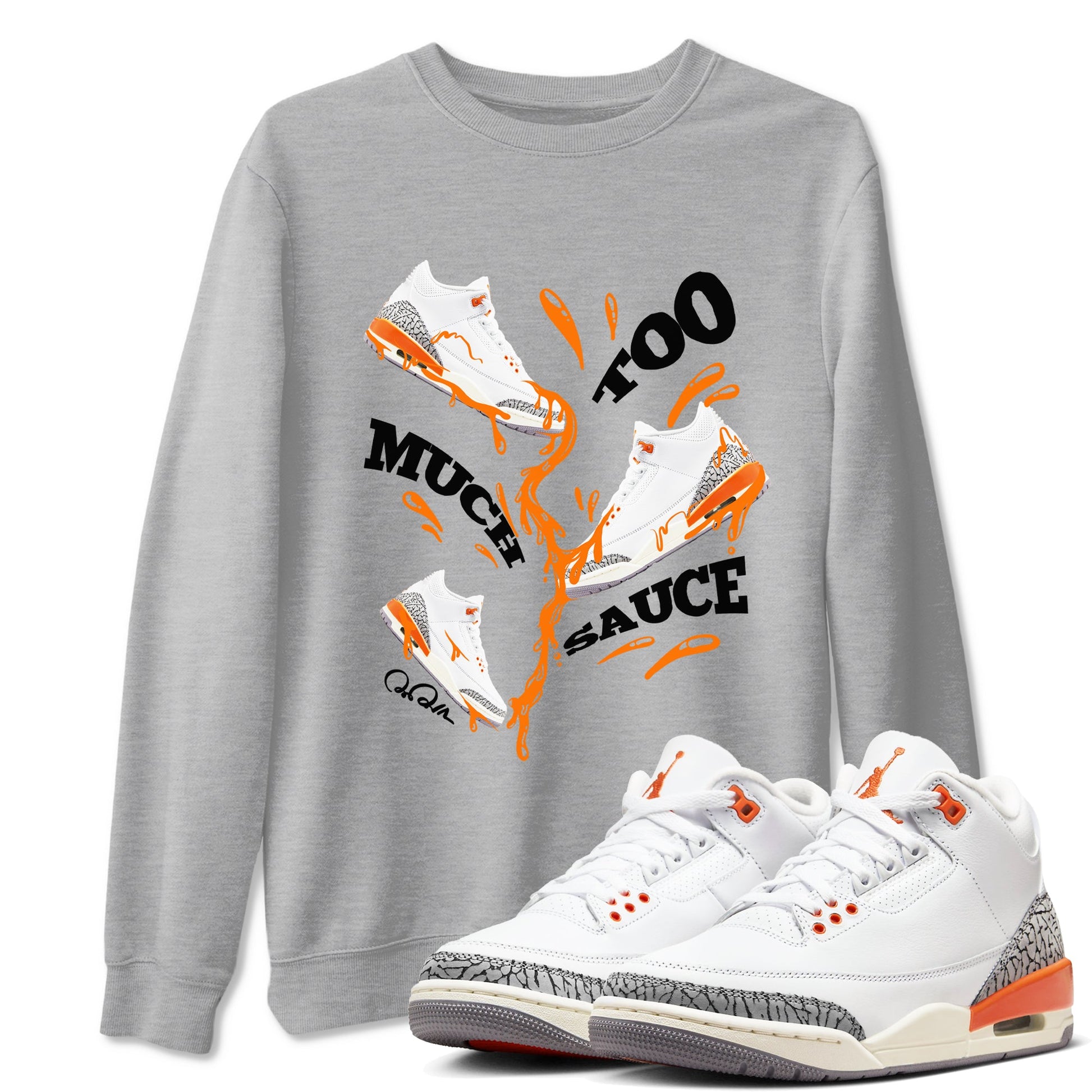 3s Georgia Peach shirt to match jordans Too Much Sauce sneaker tees Air Jordan 3 Georgia Peach SNRT Sneaker Release Tees unisex cotton Heather Grey 1 crew neck shirt