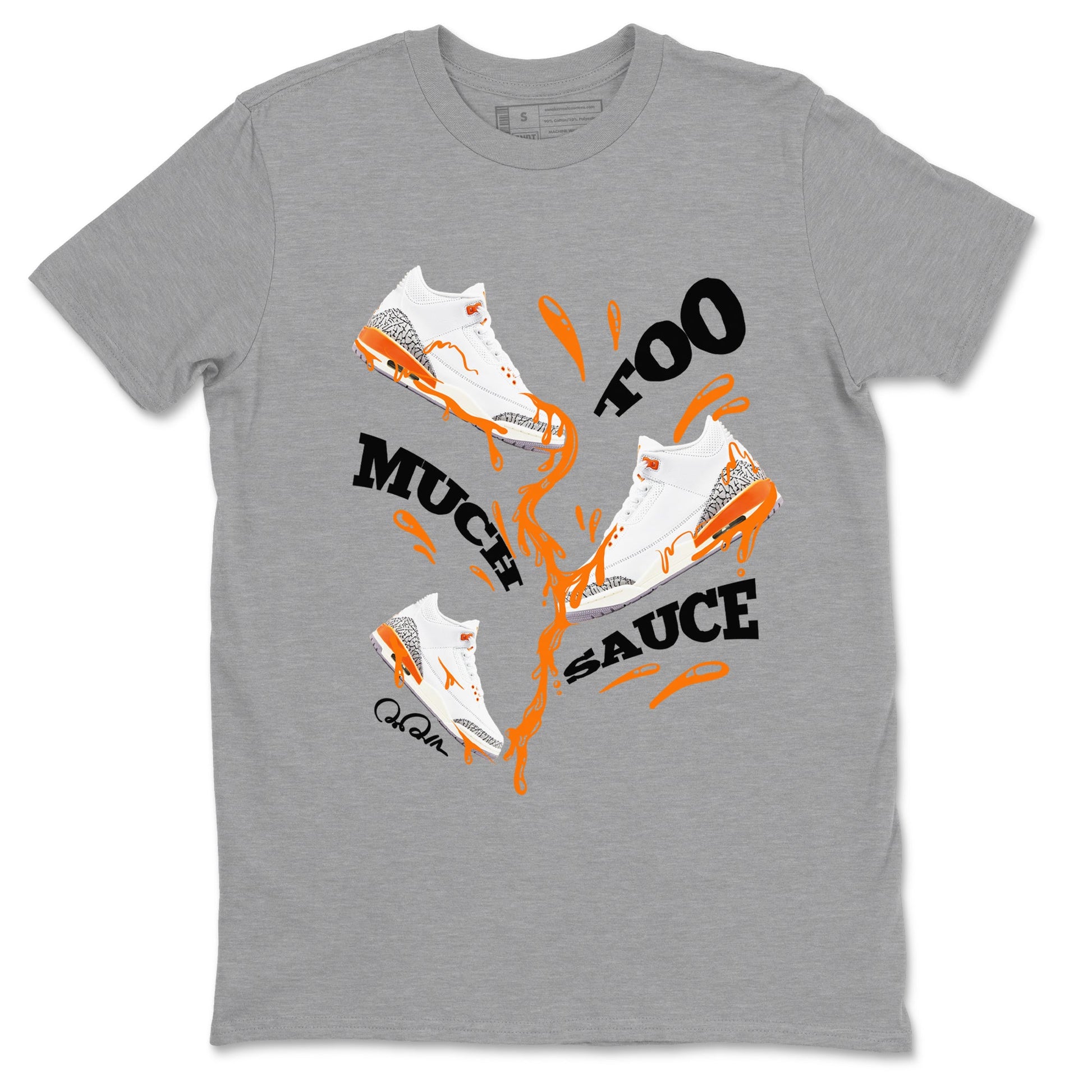 3s Georgia Peach shirt to match jordans Too Much Sauce sneaker tees Air Jordan 3 Georgia Peach SNRT Sneaker Release Tees unisex cotton Heather Grey 2 crew neck shirt