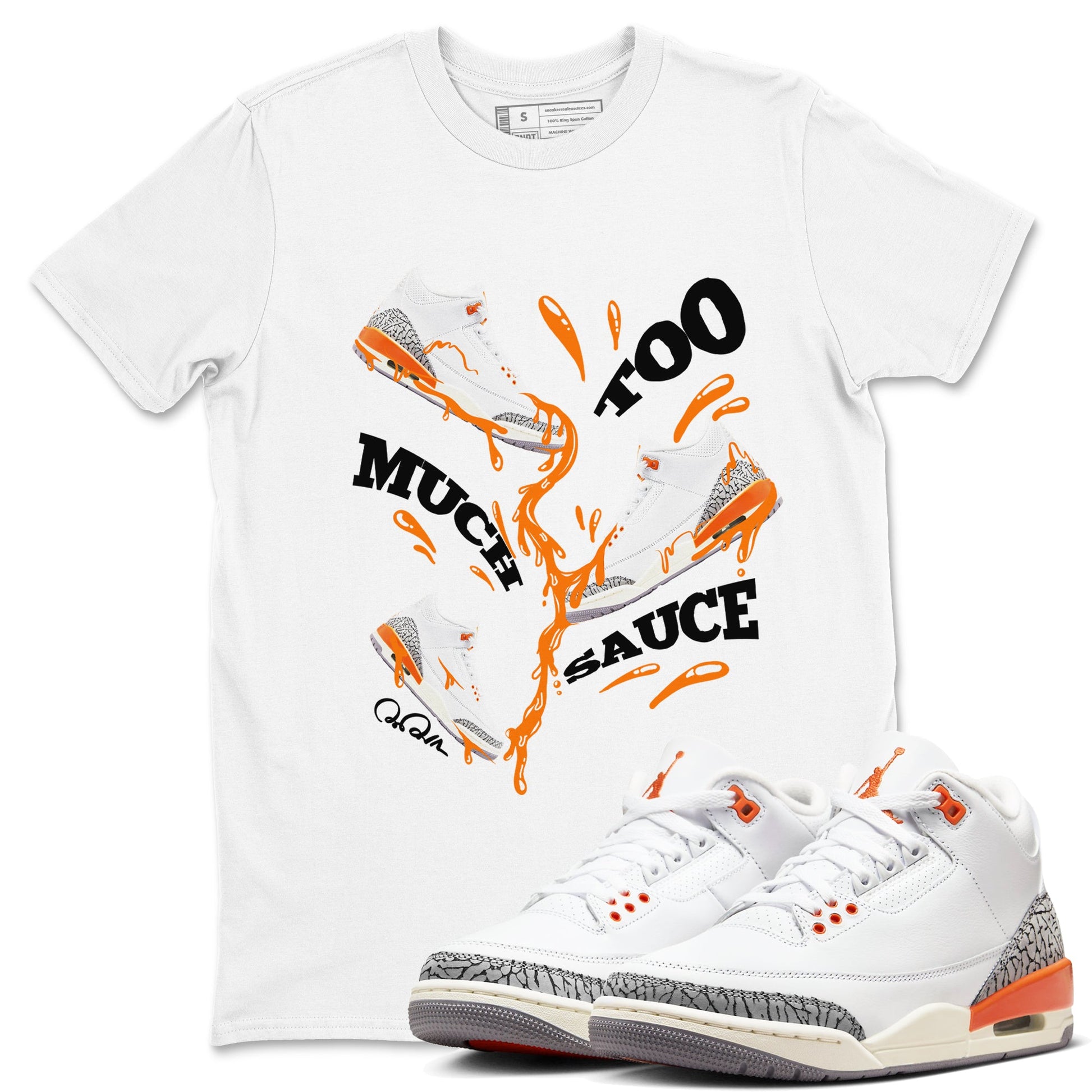 3s Georgia Peach shirt to match jordans Too Much Sauce sneaker tees Air Jordan 3 Georgia Peach SNRT Sneaker Release Tees unisex cotton White 1 crew neck shirt