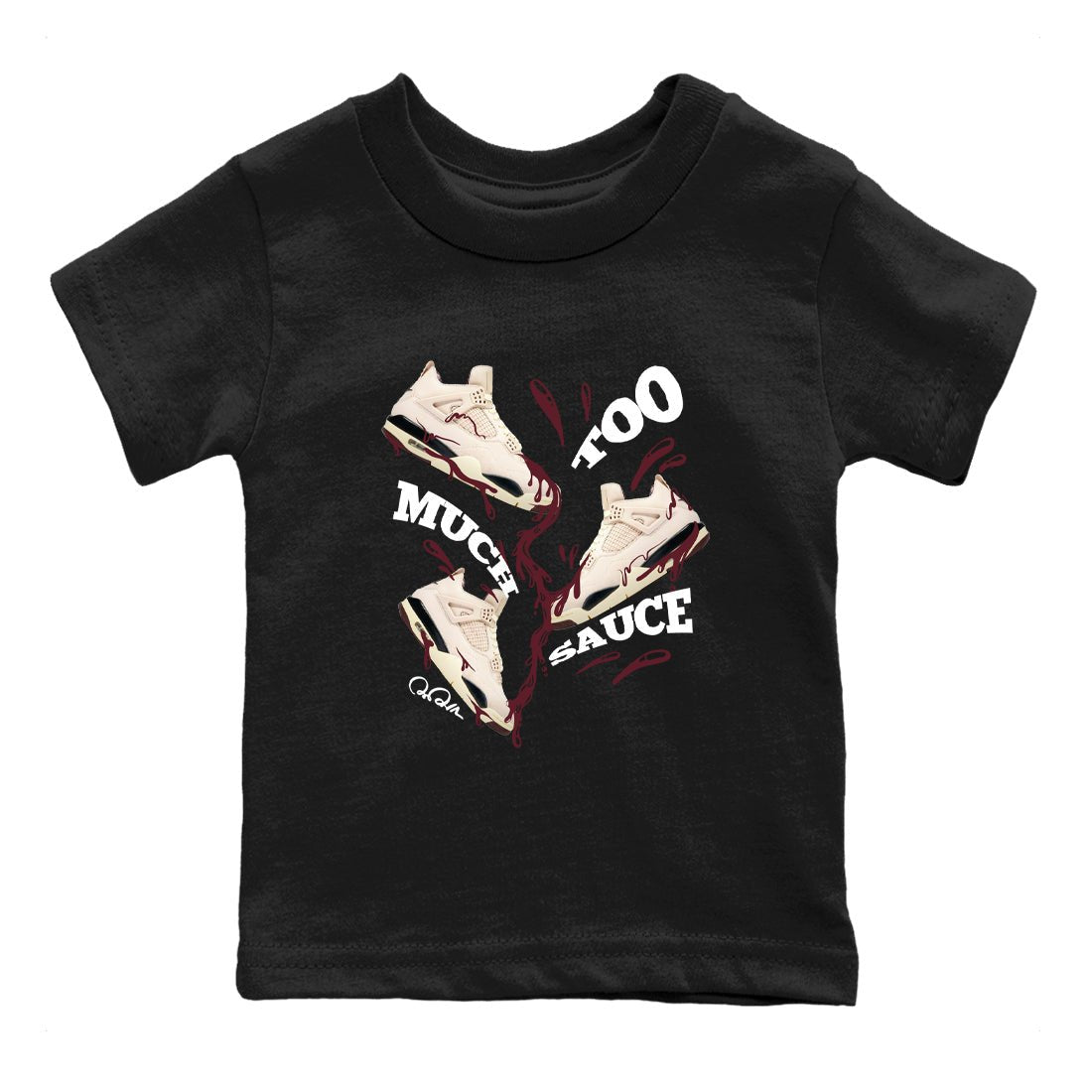 4s A Ma Maniere x Fossil Stone shirts to match jordans Too Much Sauce sneaker match tees Air Jordan 4 A Ma Maniere x Fossil Stone match shoes to clothes SNRT Sneaker Tees Youth Baby Black 2 tee