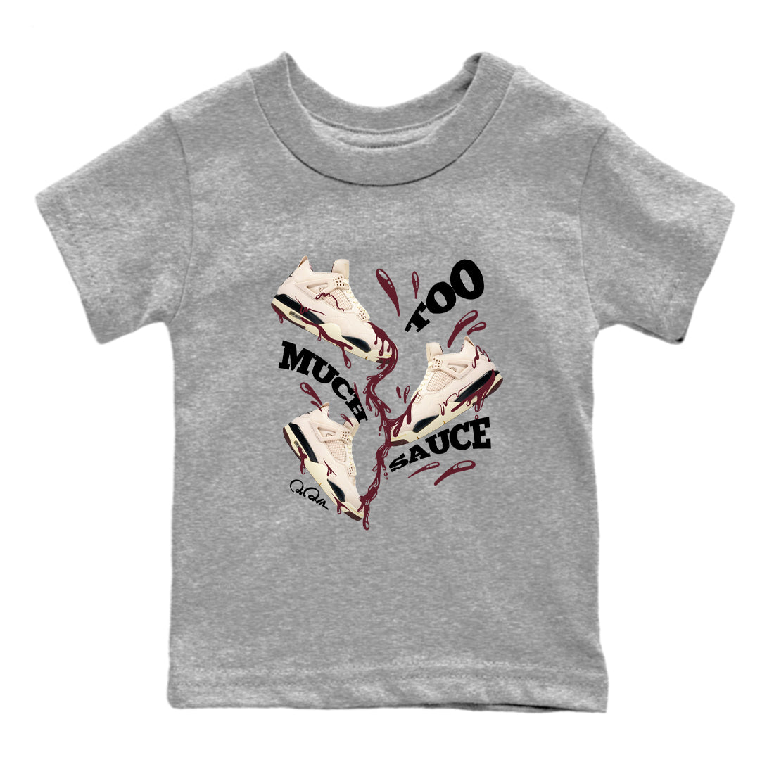 4s A Ma Maniere x Fossil Stone shirts to match jordans Too Much Sauce sneaker match tees Air Jordan 4 A Ma Maniere x Fossil Stone match shoes to clothes SNRT Sneaker Tees Youth Baby White 2 tee