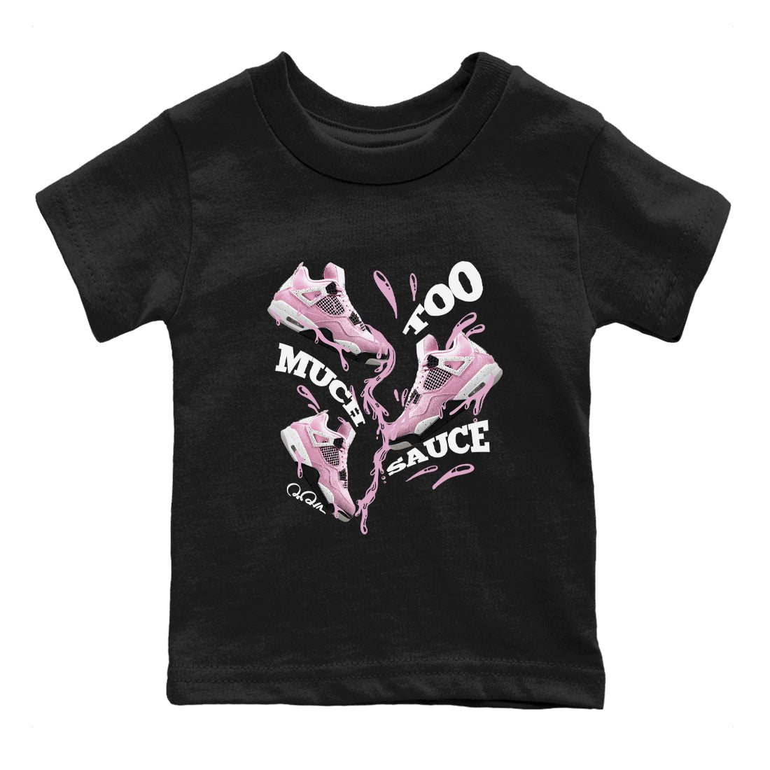 4s Retro Orchid shirts to match jordans Too Much Sauce sneaker match tees Air Jordan 4 WMNS Orchid match shoes to clothes SNRT Sneaker Tees Youth Baby Black 2 tee