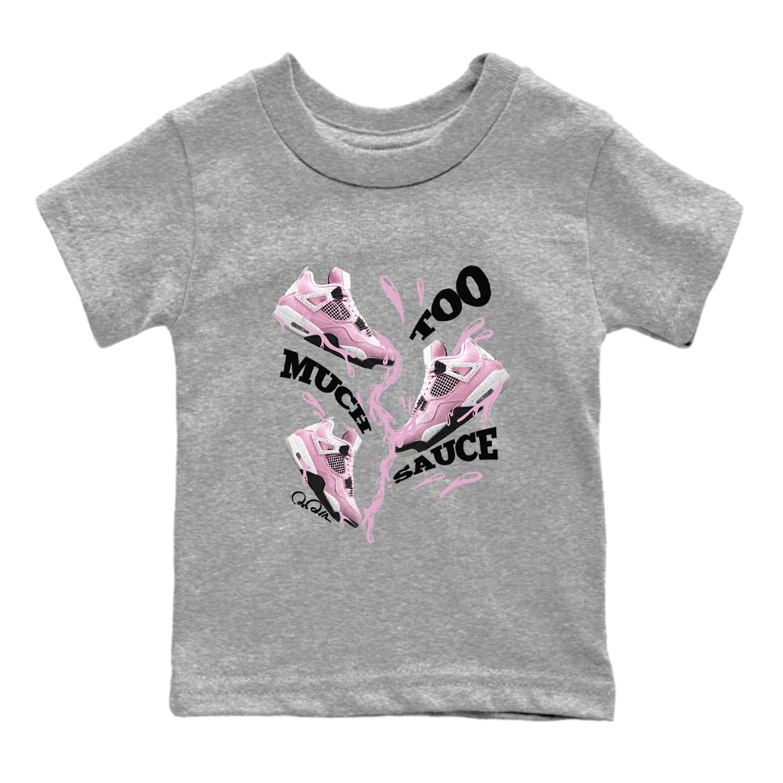 4s Retro Orchid shirts to match jordans Too Much Sauce sneaker match tees Air Jordan 4 WMNS Orchid match shoes to clothes SNRT Sneaker Tees Youth Baby Heather Grey 2 tee