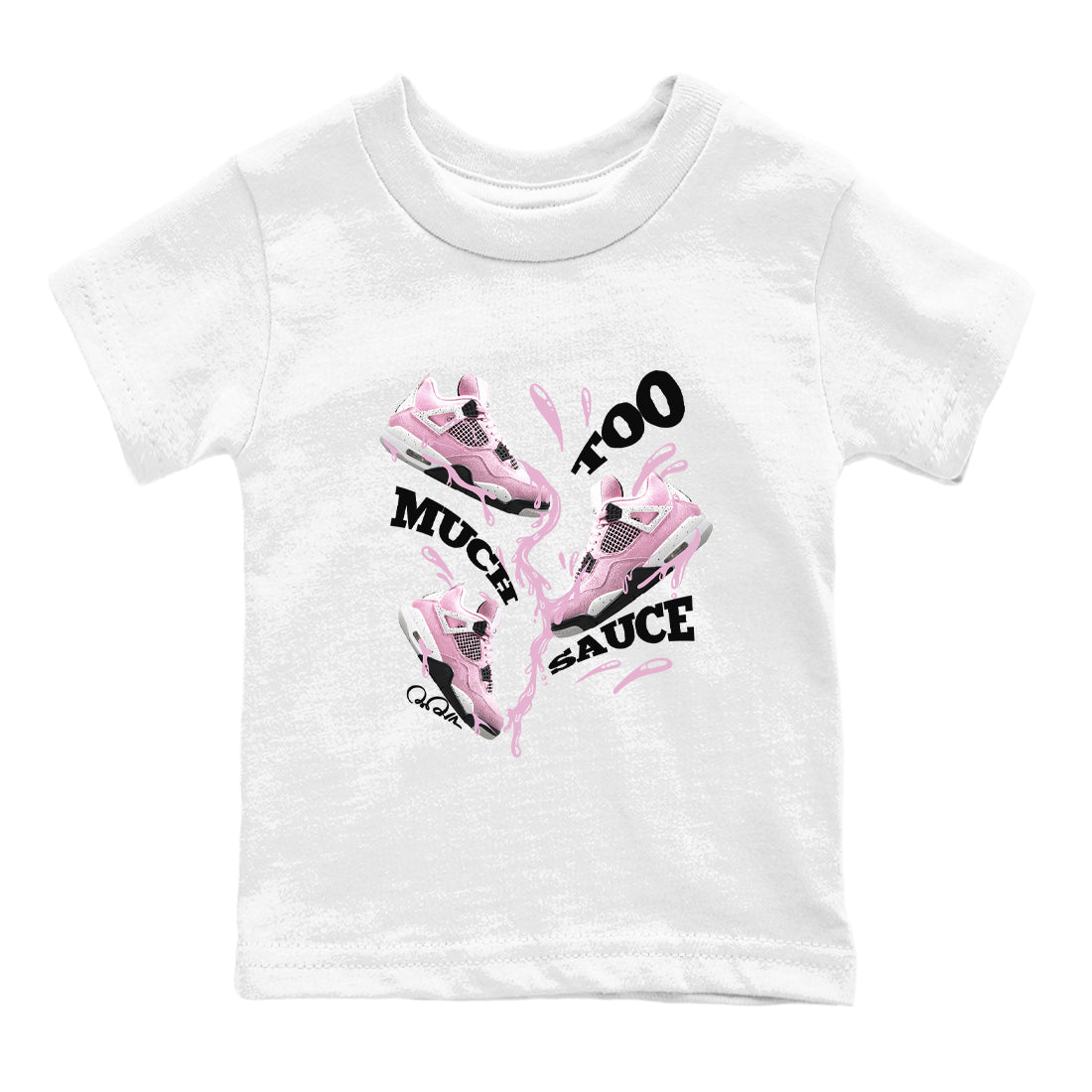 4s Retro Orchid shirts to match jordans Too Much Sauce sneaker match tees Air Jordan 4 WMNS Orchid match shoes to clothes SNRT Sneaker Tees Youth Baby White 2 tee