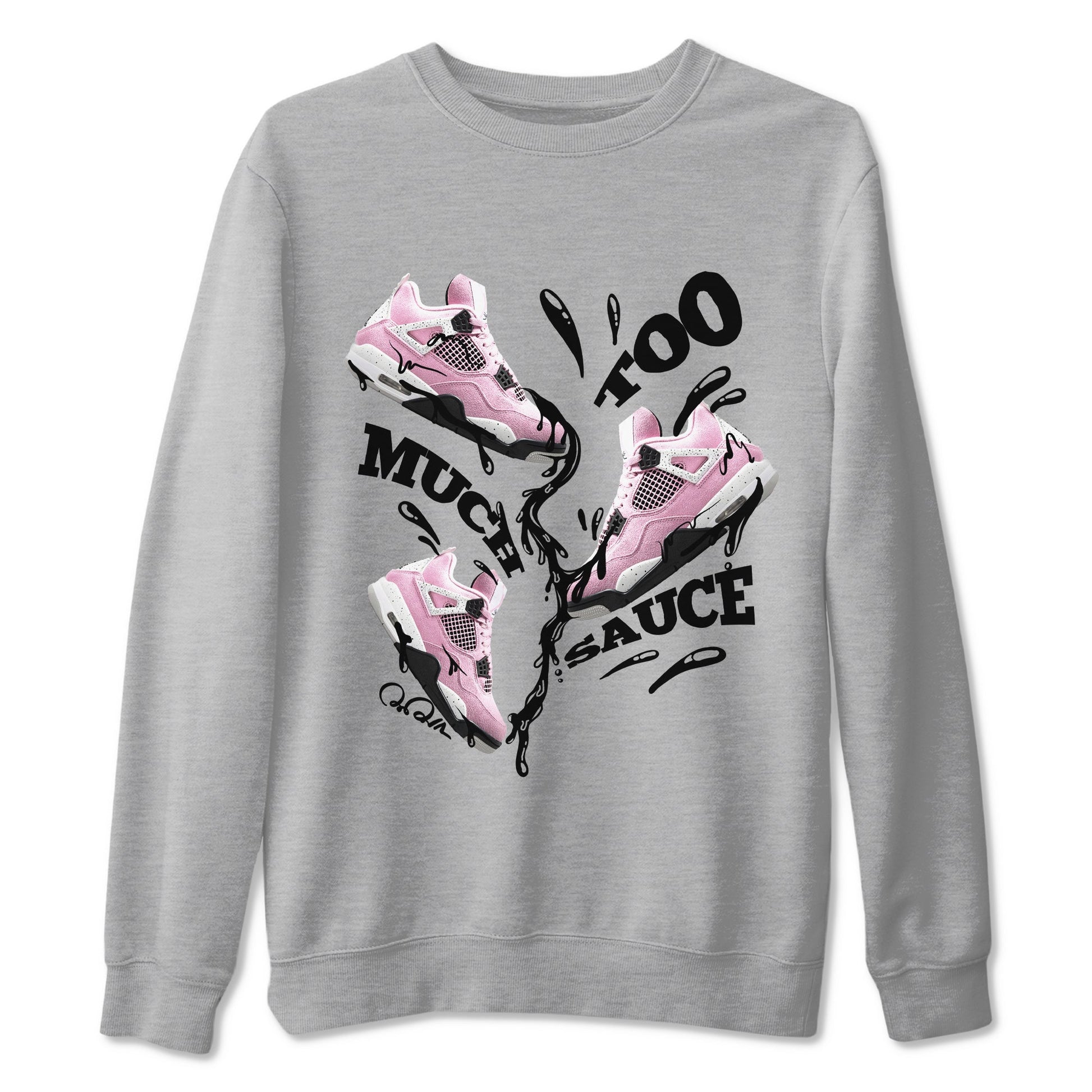 4s Retro Orchid shirts to match jordans Too Much Sauce sneaker match tees Air Jordan 4 WMNS Orchid match shoes to clothes SNRT Sneaker Tees unisex cotton Heather Grey 2 shirts