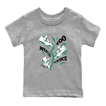 4s Oxidized Green shirts to match jordans Too Much Sauce sneaker match tees Air Jordan 4 Oxidized Green SNRT Sneaker Tees streetwear brand Baby and Youth Heather Grey 2 cotton tee