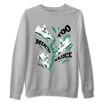 4s Oxidized Green shirts to match jordans Too Much Sauce sneaker match tees Air Jordan 4 Oxidized Green SNRT Sneaker Tees streetwear brand Heather Grey 2 unisex cotton tee