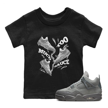 4s Wet Cement shirts to match jordans Too Much Sauce sneaker match tees Air Jordan 4 SE Wet Cement SNRT Sneaker Release Tees Youth Baby Black 1 crew neck shirts