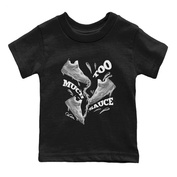 4s Wet Cement shirts to match jordans Too Much Sauce sneaker match tees Air Jordan 4 SE Wet Cement SNRT Sneaker Release Tees Youth Baby Black 2 crew neck shirts