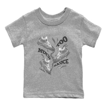 4s Wet Cement shirts to match jordans Too Much Sauce sneaker match tees Air Jordan 4 SE Wet Cement SNRT Sneaker Release Tees Youth Baby Heather Grey 2 crew neck shirts