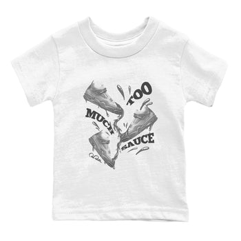 4s Wet Cement shirts to match jordans Too Much Sauce sneaker match tees Air Jordan 4 SE Wet Cement SNRT Sneaker Release Tees Youth Baby White 2 crew neck shirts