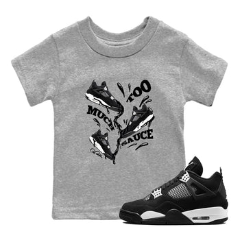 4s White Thunder shirts to match jordans Too Much Sauce sneaker match tees Air Jordan 4 White Thunder SNRT Sneaker Release Tees Youth Baby Heather Grey 1 crew neck shirts
