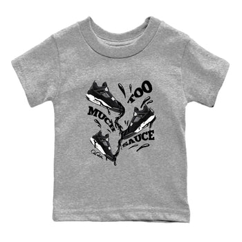 4s White Thunder shirts to match jordans Too Much Sauce sneaker match tees Air Jordan 4 White Thunder SNRT Sneaker Release Tees Youth Baby Heather Grey 2 crew neck shirts