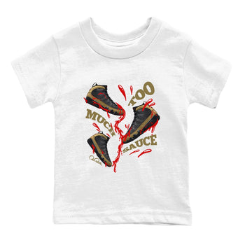 9s Olive shirts to match jordans Too Much Sauce sneaker match tees Air Jordan 9 Olive match shoes to clothes SNRT Sneaker Tees Youth Baby White 2 tee