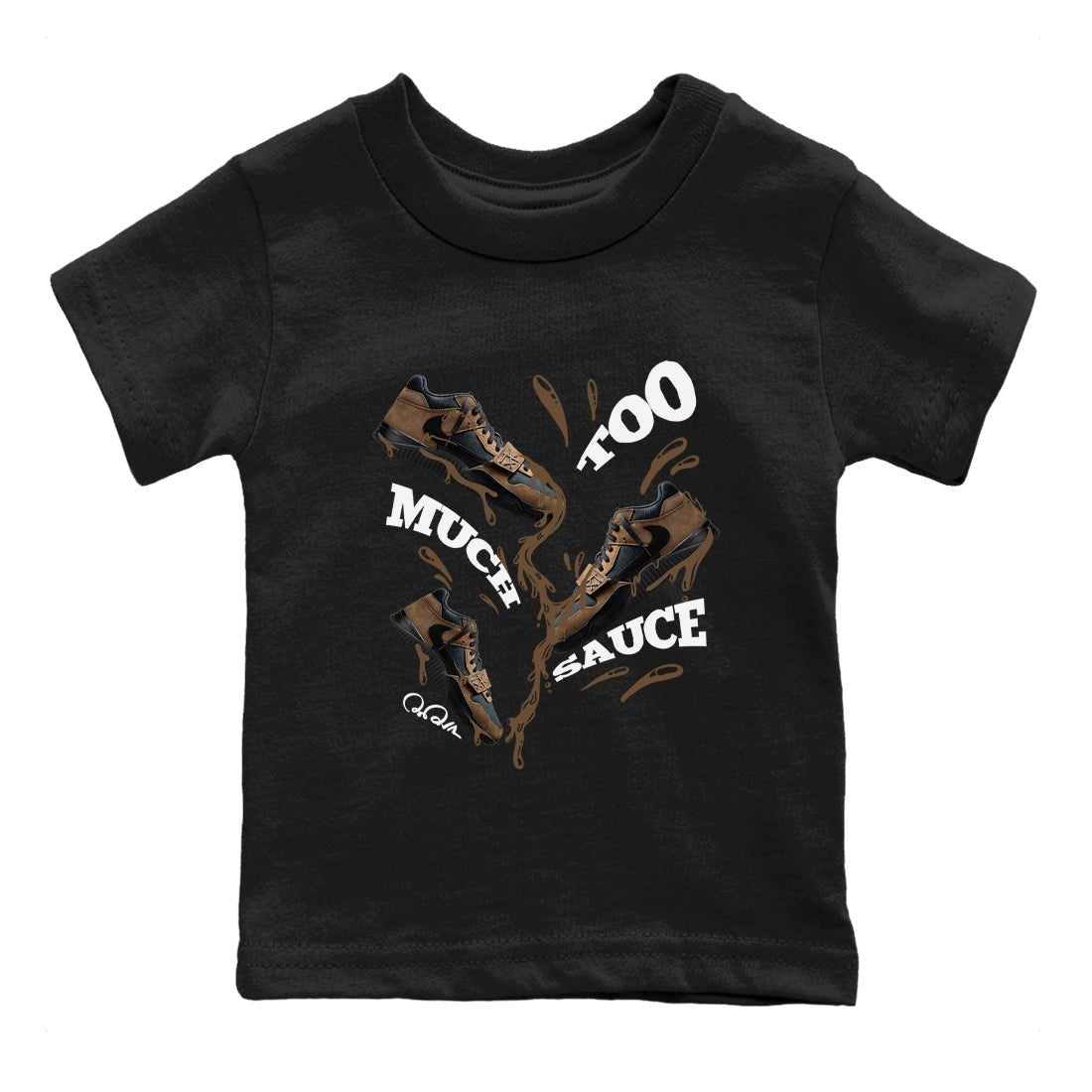 Jordan Jumpman Jack TR Travis Scott Dark Mocha shirts to match jordans Too Much Sauce sneaker match tees Jordan Jumpman Jack Travis Scott Dark Mocha match shoes to clothes SNRT Sneaker Tees Youth Baby Black 2 tee