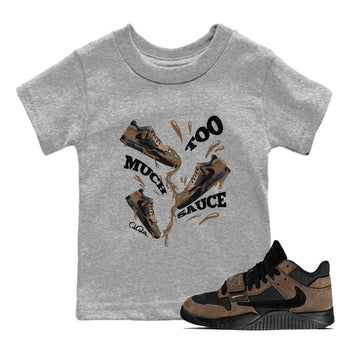Jordan Jumpman Jack TR Travis Scott Dark Mocha shirts to match jordans Too Much Sauce sneaker match tees Jordan Jumpman Jack Travis Scott Dark Mocha match shoes to clothes SNRT Sneaker Tees Youth Baby Heather Grey 1 tee