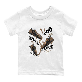 Jordan Jumpman Jack TR Travis Scott Dark Mocha shirts to match jordans Too Much Sauce sneaker match tees Jordan Jumpman Jack Travis Scott Dark Mocha match shoes to clothes SNRT Sneaker Tees Youth Baby White 2 tee