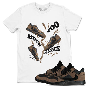 Jordan Jumpman Jack TR Travis Scott Dark Mocha shirts to match jordans Too Much Sauce sneaker match tees Jordan Jumpman Jack Travis Scott Dark Mocha match shoes to clothes SNRT Sneaker Tees unisex cotton White 1 shirts
