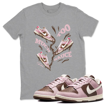 Dunk Cacao Wow And Pink Foam shirts to match jordans Too Much Sauce sneaker match tees Dunk Cacao Wow And Pink Foam SNRT Sneaker Tees streetwear brand Heather Grey 1 unisex cotton tee