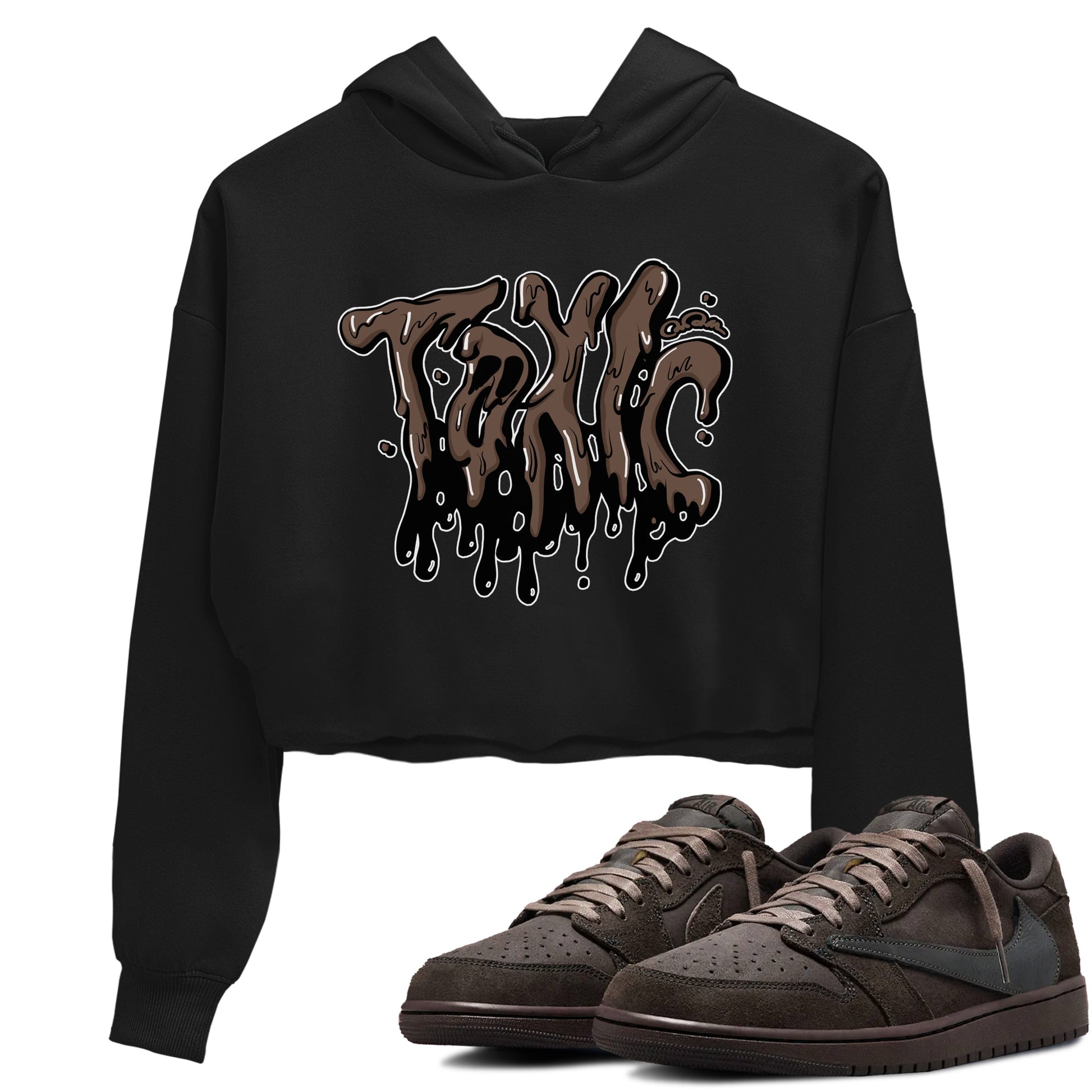 Air Jordan 1 Travis Scott Velvet Brown shirts to match jordans Toxic sneaker match tees Travis Scott x Air Jordan 1 Low OG Velvet Brown best t shirts to wear with jordans SNRT Sneaker Tees unisex cotton Black 1 crop tee